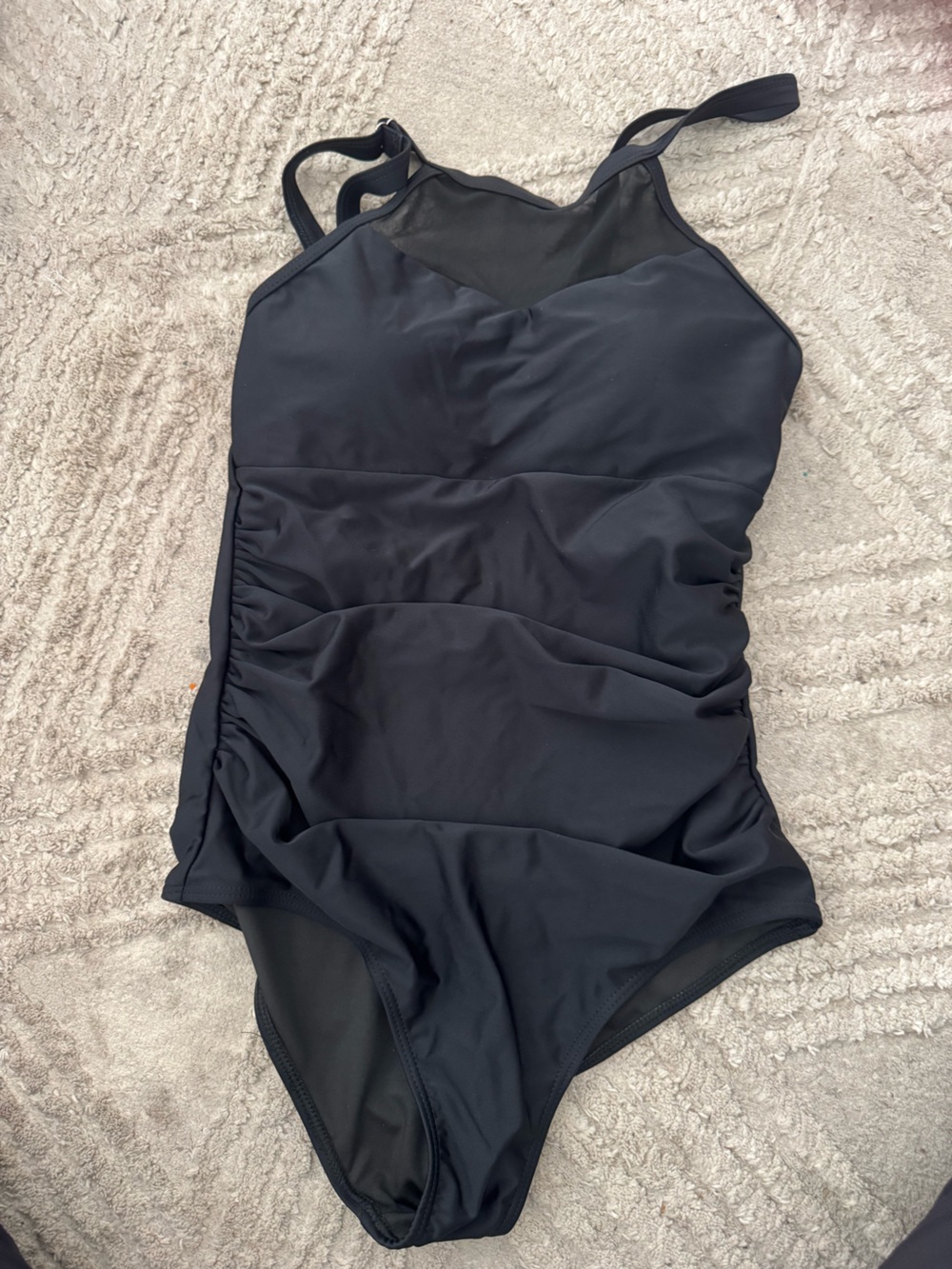 One Piece Tummy Control Strappy Back Swimsuit Black  Size small